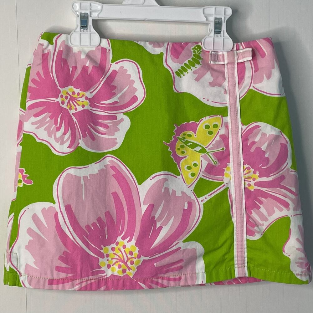 Vintage Girls Lilly Pulitzer White Label Hibiscus And Butterfly Skort Size 6X
